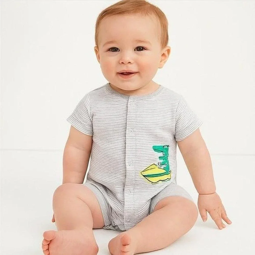 Baby Boy Romper by Carter's Gray Stripe 3M New With Tags